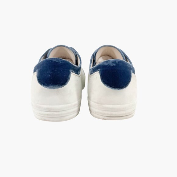 Chanel CC Rubber & Velvet Sneakers EU 38.5 US 7.5-8 Blue Low Top Logo Trainer - Picture 6 of 13